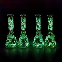 ATOMIC GLASS BONG 26 CM 5MM GLAS THICK GLOW IN THE DARK