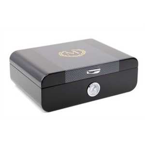 HUMIDOR 25 CIGARS BLACK WITH CARBON DESIGN