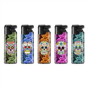 LIGHTERS ELECTRONIC TURBO REFILLABLE SKULL (X50)