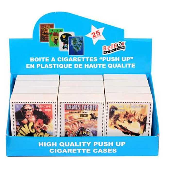 PUSH UP BOX 25' CIG. OLD MOVIES STAMPS DESIGN (x12)