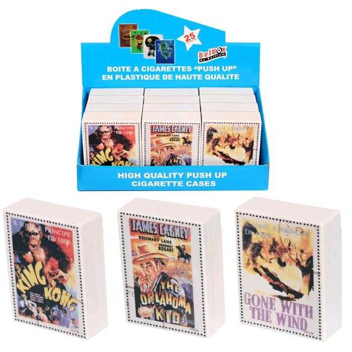 PUSH UP BOX 25' CIG. OLD MOVIES STAMPS DESIGN (x12)