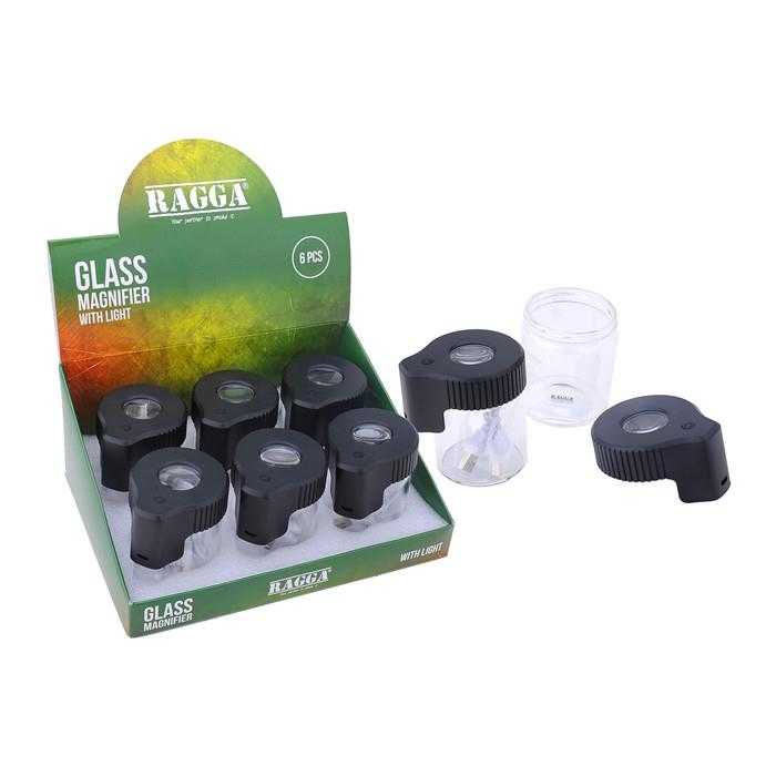 RAGGA GLASS STASH W. MAGNIFIER & USB LIGHT (X6)