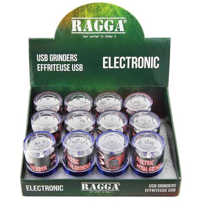 RAGGA XL METAL USB GRINDER ASSORTED (X12)