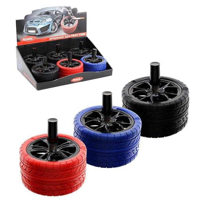 SPINNING ASHTRAY TIRE 3 COLORS (X6)